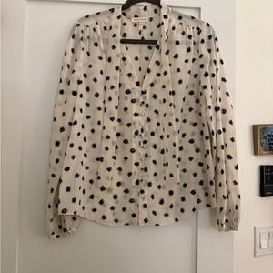 White and Black Patterned Women's Top